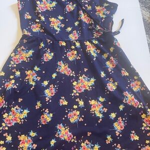 Pink‎ and Violet Floral Kids Dress in Navy Blue